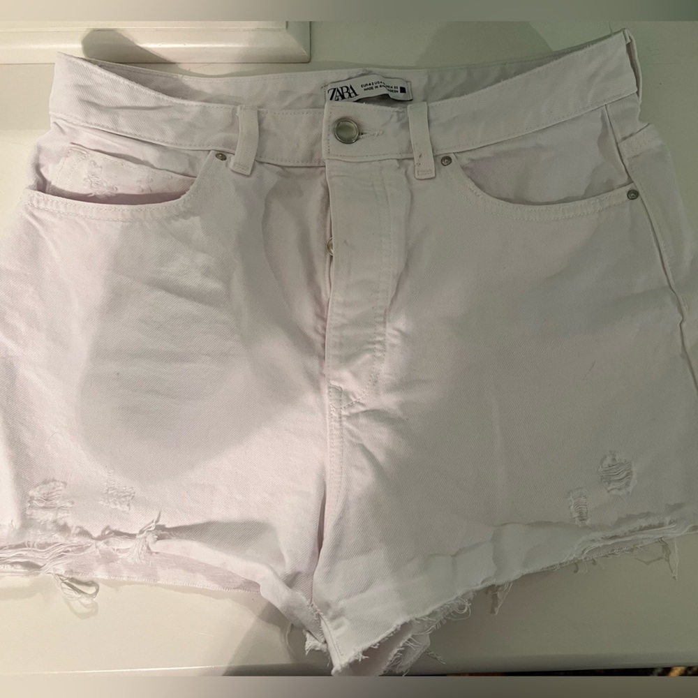 Zara White High Waisted Shorts
